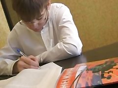 Ash-Blonde teenage doing homework