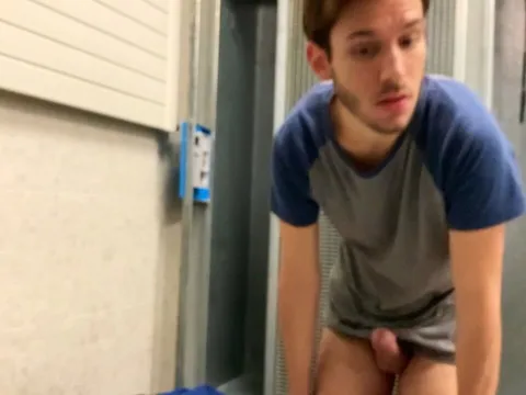 Youthful sincere caught stroking in